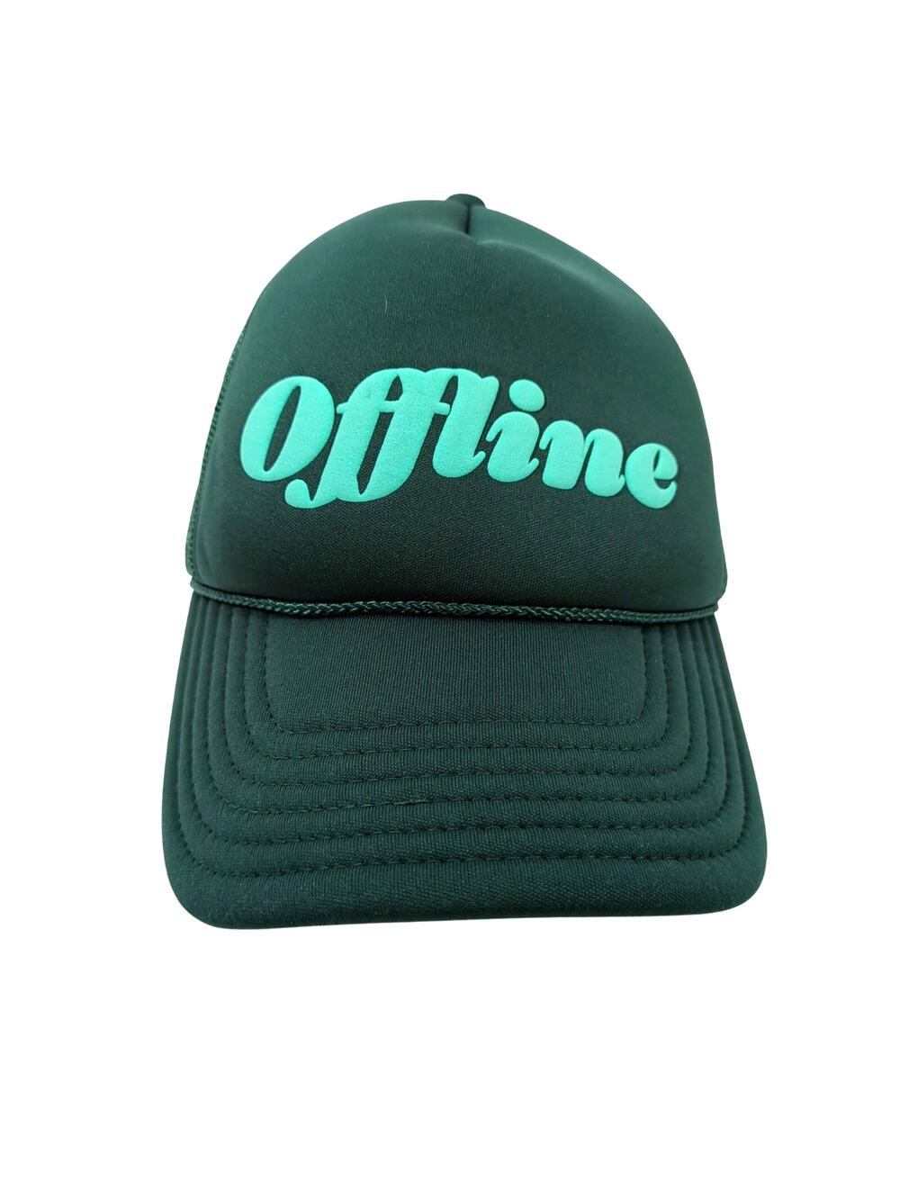 Offline Ulta Beauty Trucker Hat Cap Puff Logo Green Adjustable Snapback